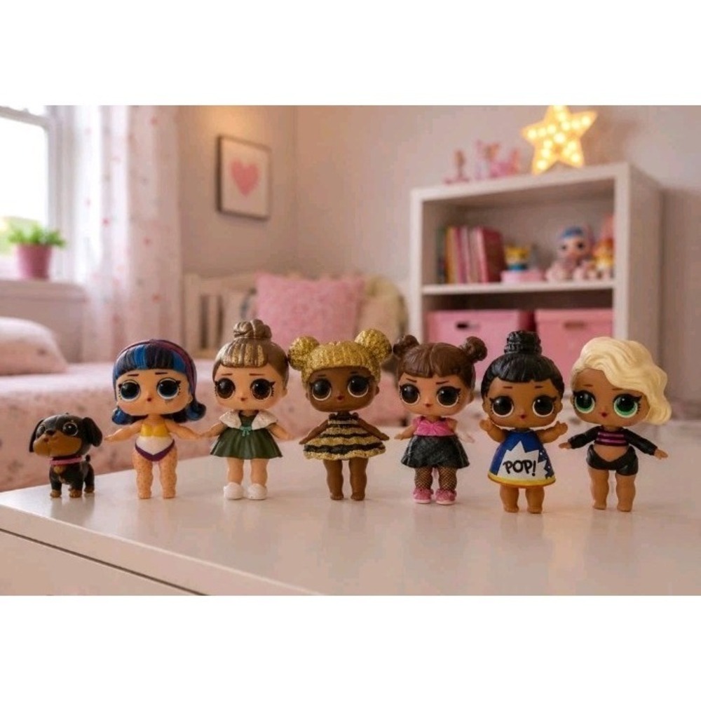 LOL Surprise Dolls Mixed Lot 6 w/ Pet Dog MGA Big Eye Fashion Girl's Toy Bundle